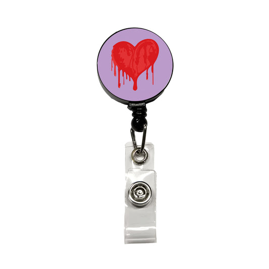 Bleeding Heart Red Retractable ID Key Card Name Tag Badge Holder with Clip