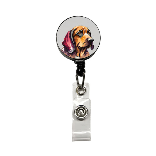 Bloodhound Dog Watercolor Retractable ID Key Card Name Tag Badge Holder with Clip