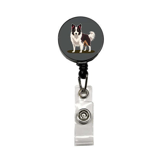 Border Collie Standing Retractable ID Key Card Name Tag Badge Holder with Clip