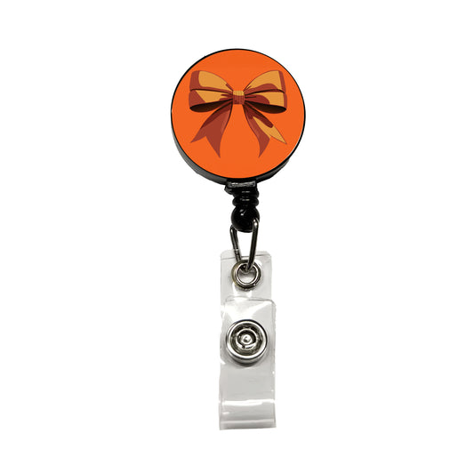 Bow Cheerleading Coquette Orange Retractable ID Key Card Name Tag Badge Holder with Clip