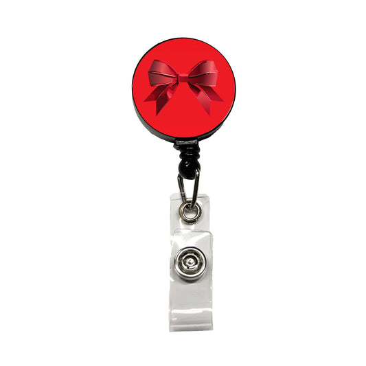 Bow Cheerleading Coquette Red Retractable ID Key Card Name Tag Badge Holder with Clip