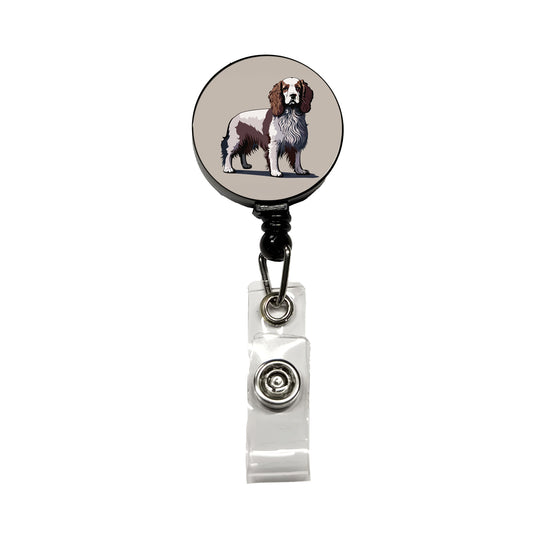 Brittany Spaniel Dog Standing Retractable ID Key Card Name Tag Badge Holder with Clip