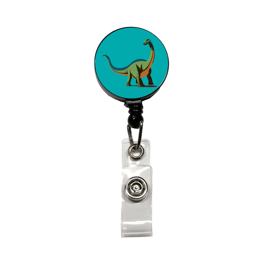 Brontosaurus Dinosaur Retractable ID Key Card Name Tag Badge Holder with Clip