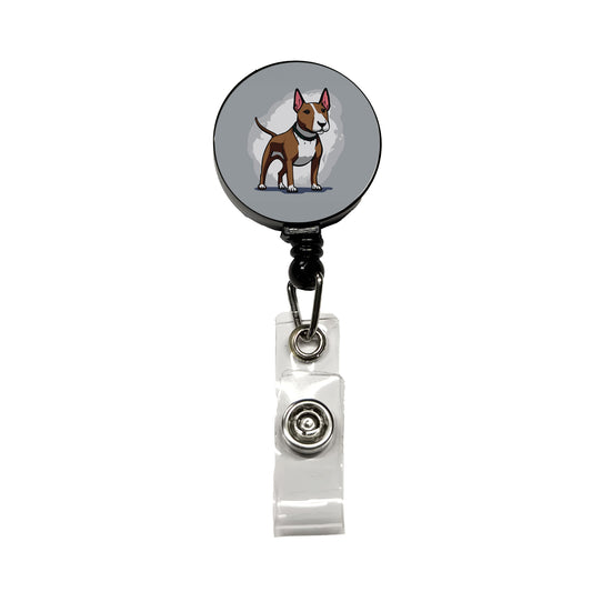 Bull Terrier Dog Standing Retractable ID Key Card Name Tag Badge Holder with Clip