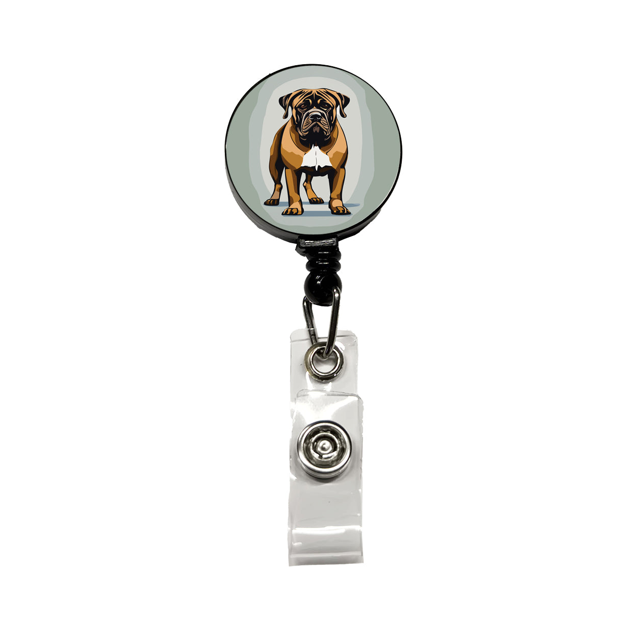 Bullmastiff Dog Standing Retractable ID Key Card Name Tag Badge Holder with Clip