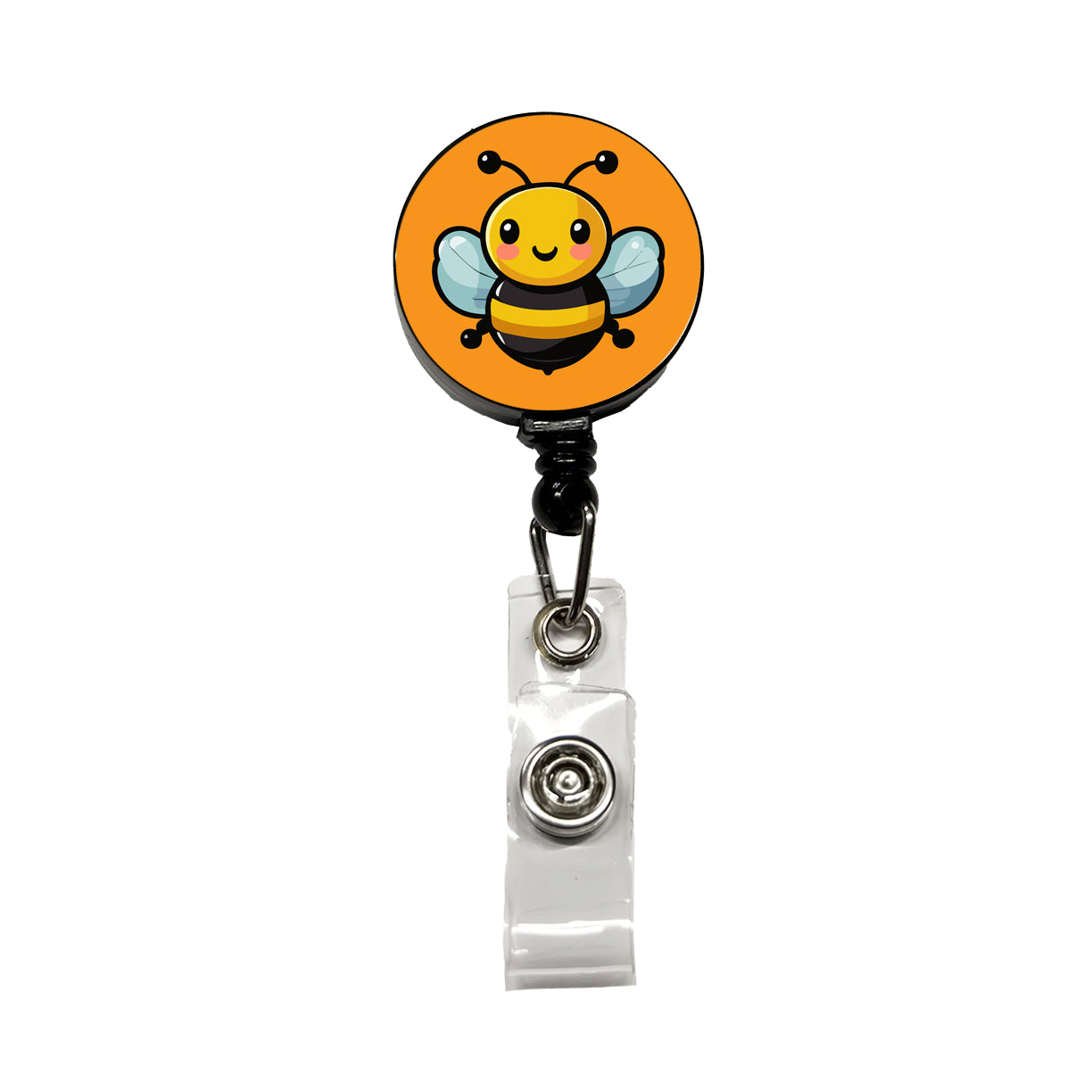 Bumble Bee Happy Retractable ID Key Card Name Tag Badge Holder with Clip