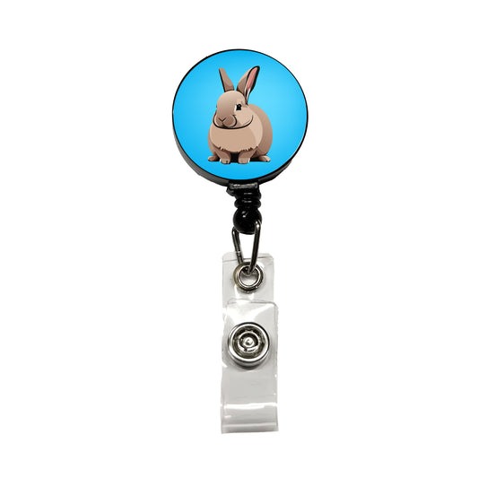 Bunny Rabbit Brown Retractable ID Key Card Name Tag Badge Holder with Clip