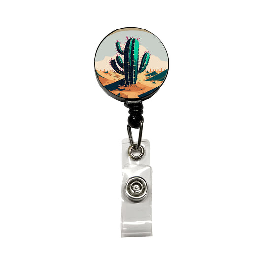 Cactus in the Desert Southwest Retractable ID Key Card Name Tag Badge Holder with Clip
