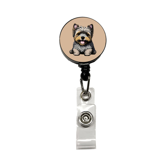 Cairn Terrier Dog Sitting Retractable ID Key Card Name Tag Badge Holder with Clip