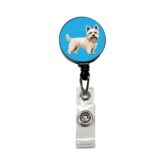 Cairn Terrier Dog Standing Retractable ID Key Card Name Tag Badge Holder with Clip