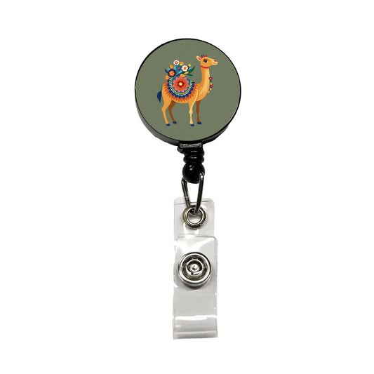 Camel Floral Flowers Retractable ID Key Card Name Tag Badge Holder with Clip
