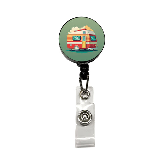 Camper RV Trailer Retro Retractable ID Key Card Name Tag Badge Holder with Clip