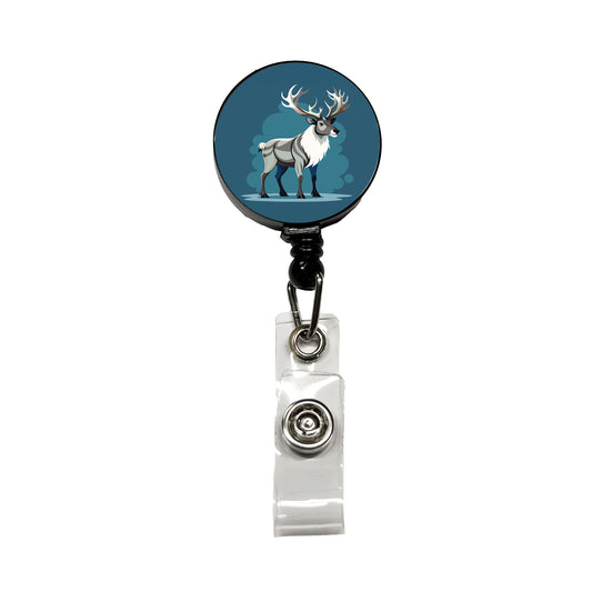 Caribou Reindeer Retractable ID Key Card Name Tag Badge Holder with Clip