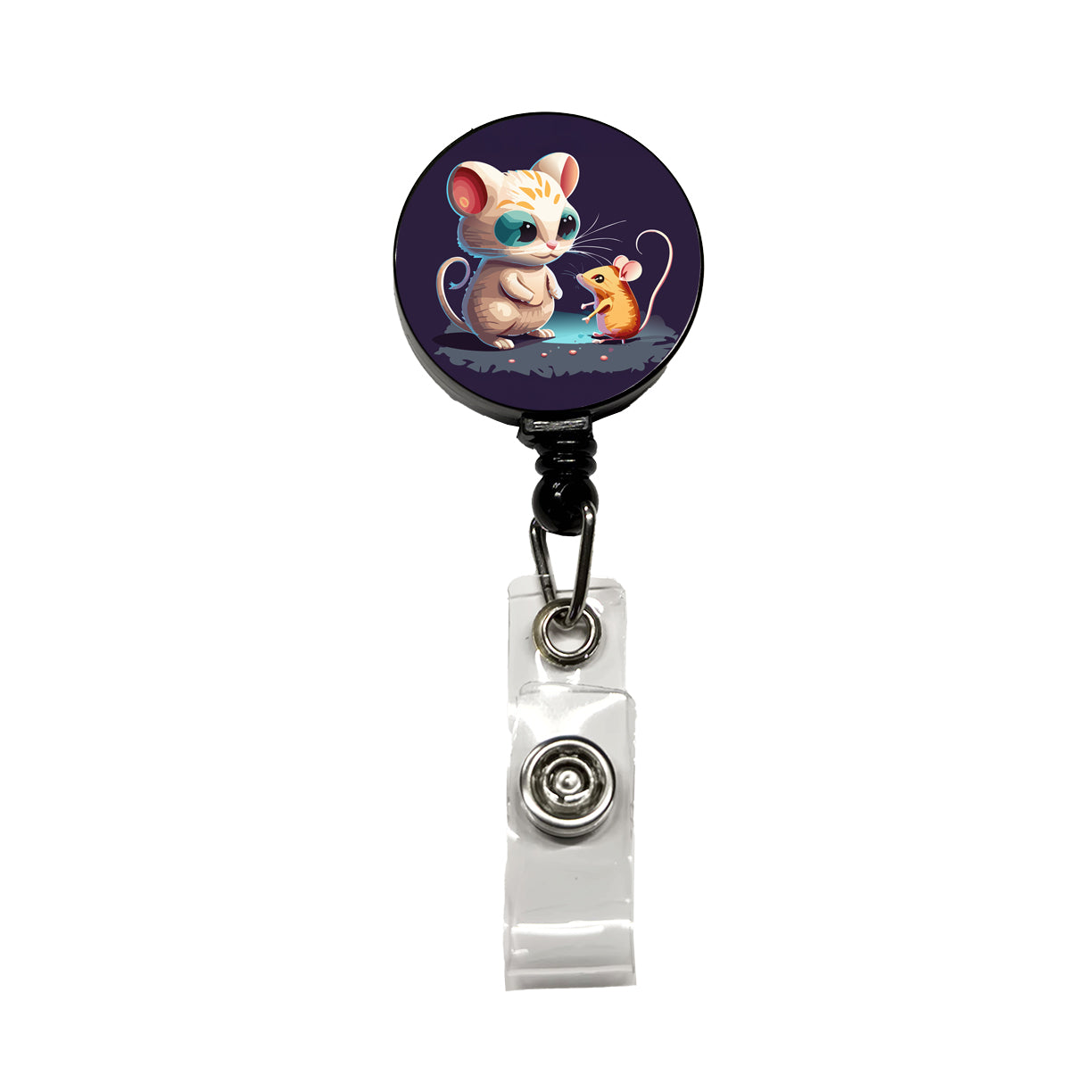 Cat and Mouse Playing Retractable ID Key Card Name Tag Badge Holder with Clip