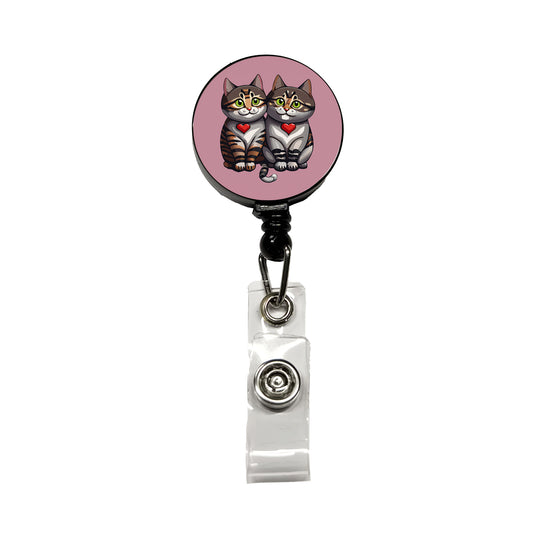 Cats Love Valentines Day Wedding Anniversary Retractable ID Key Card Name Tag Badge Holder with Clip