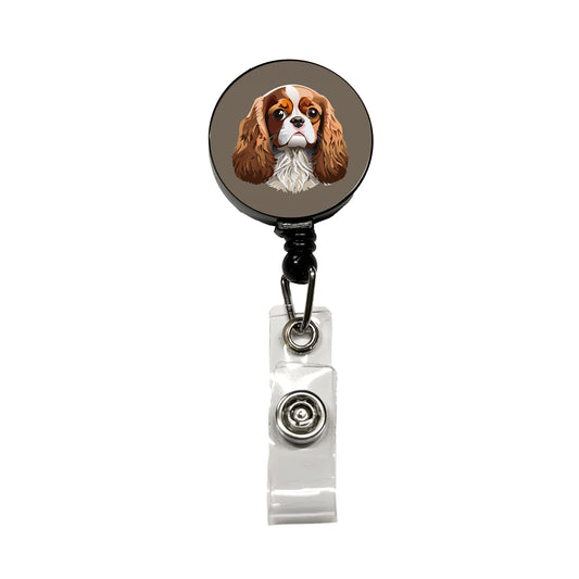 Cavalier King Charles Spaniel Dog Face Retractable ID Key Card Name Tag Badge Holder with Clip