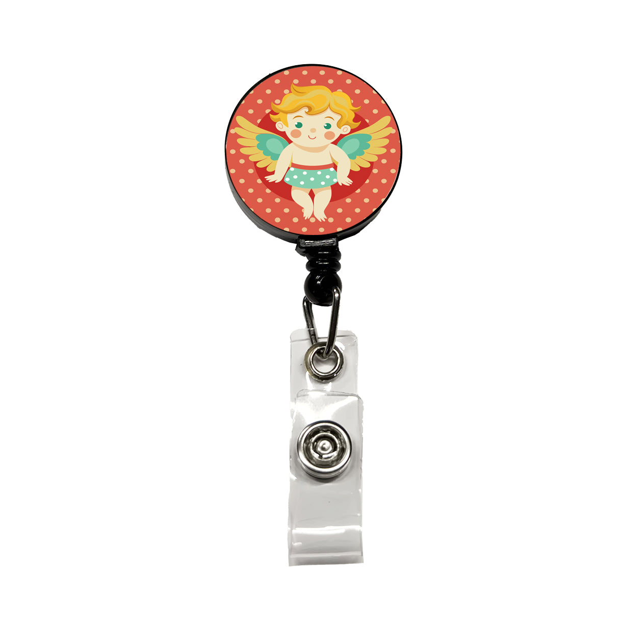 Cherub Cupid Cute Valentines Day Retractable ID Key Card Name Tag Badge Holder with Clip