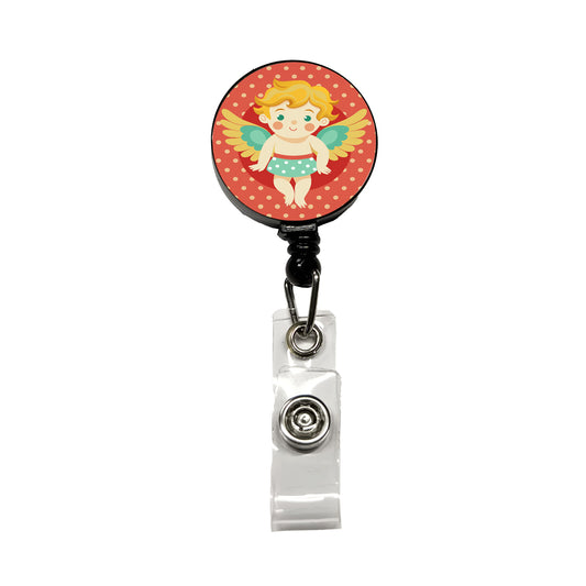 Cherub Cupid Cute Valentines Day Retractable ID Key Card Name Tag Badge Holder with Clip