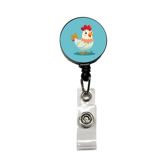 Chicken Rooster Happy Retractable ID Key Card Name Tag Badge Holder with Clip