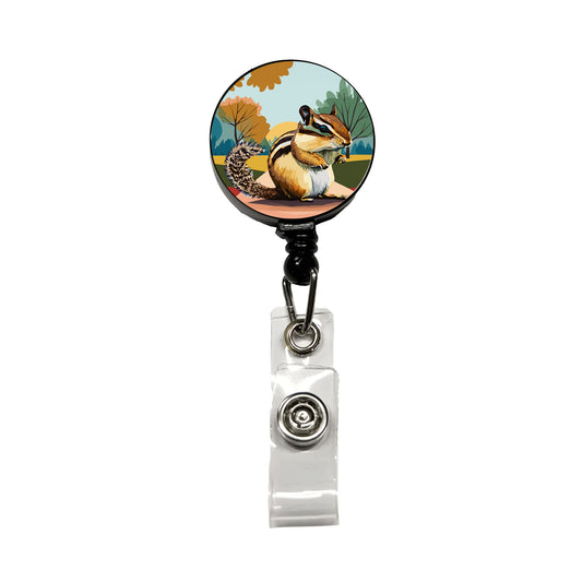 Chipmunk Watercolor Retractable ID Key Card Name Tag Badge Holder with Clip