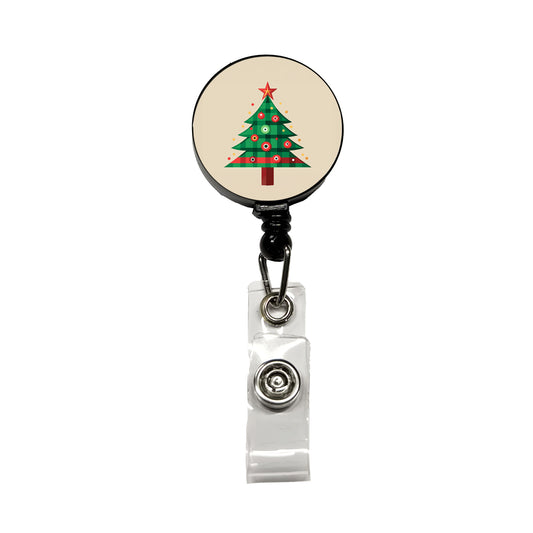 Christmas Tree Plaid Retractable ID Key Card Name Tag Badge Holder with Clip