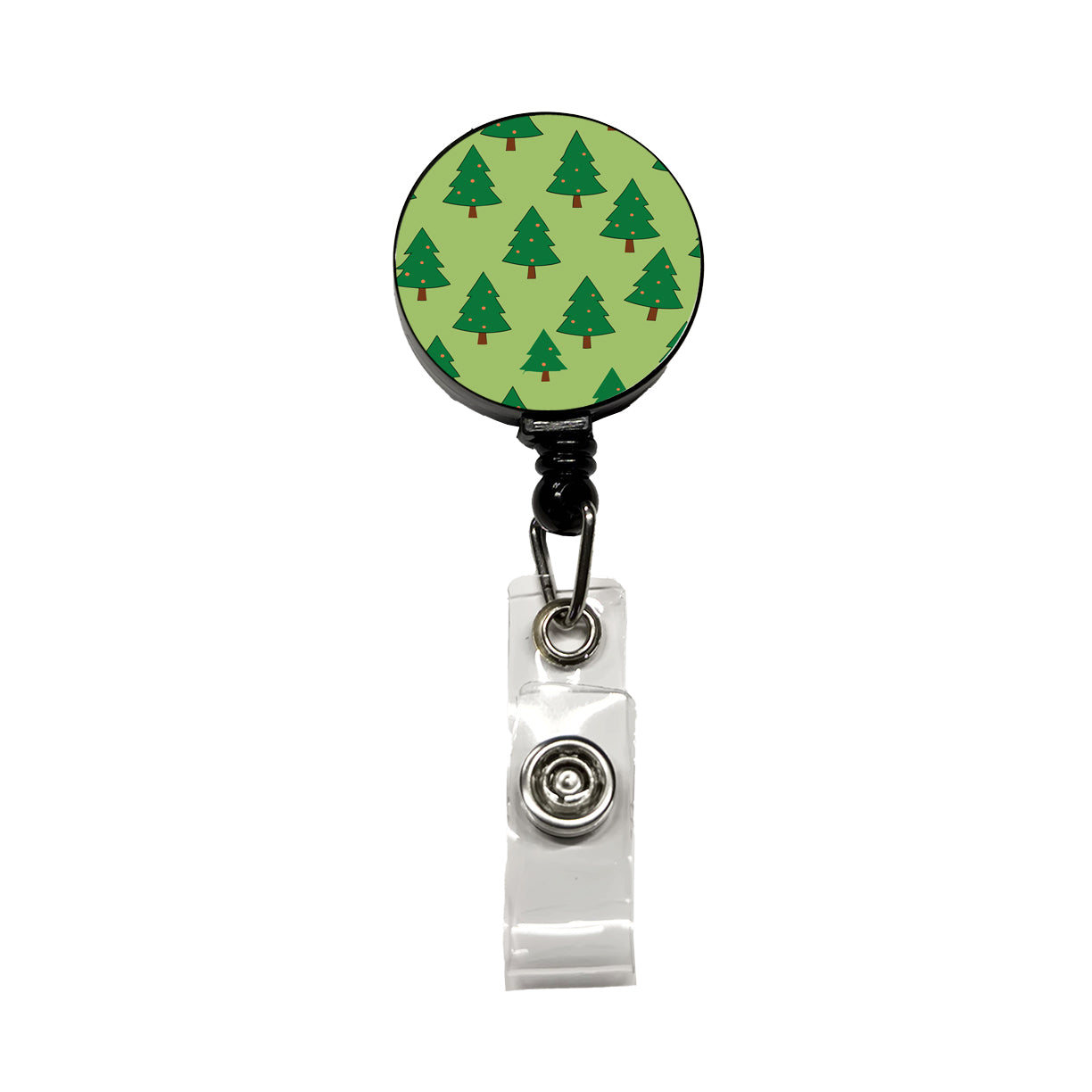 Christmas Trees Green Pattern Retractable ID Key Card Name Tag Badge Holder with Clip