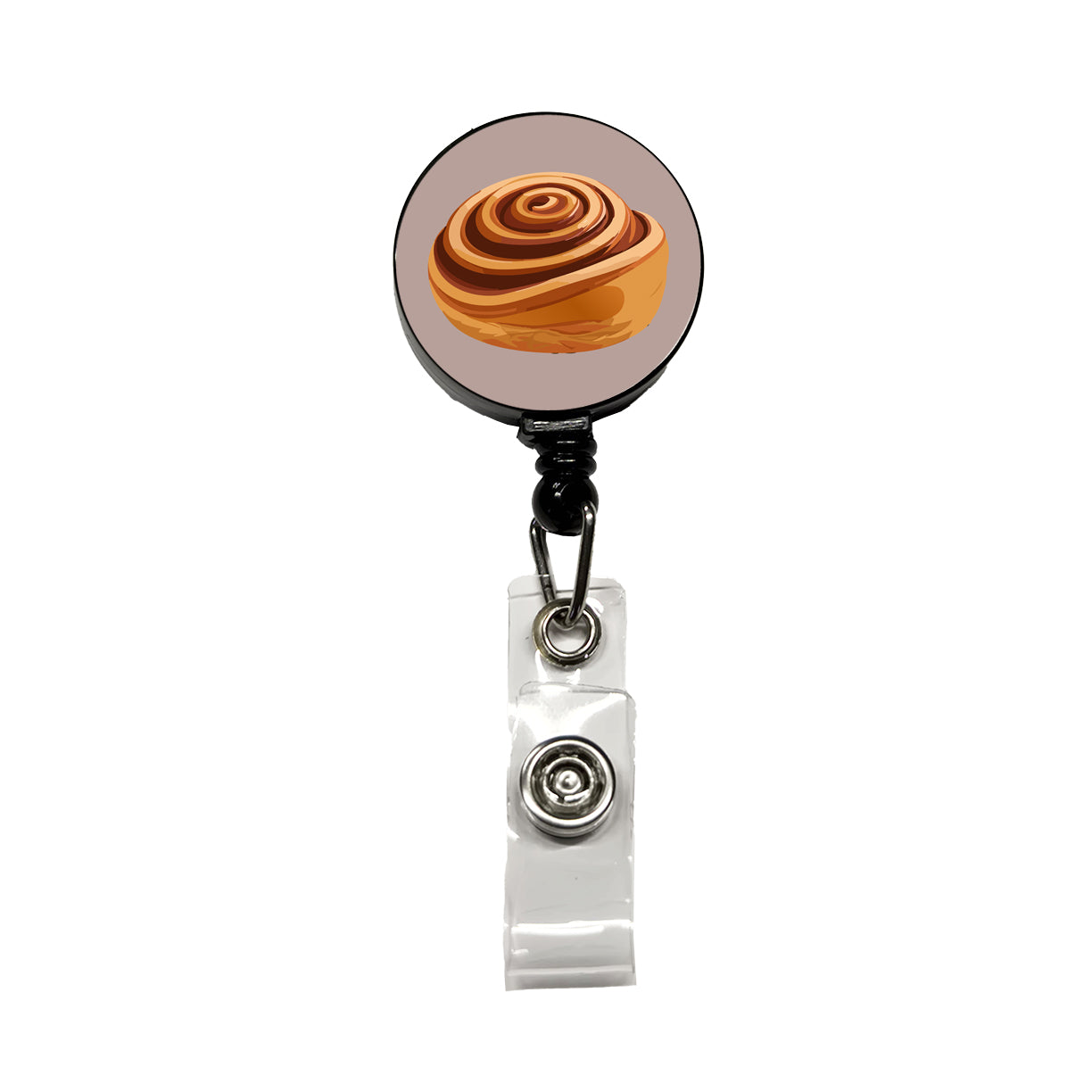 Cinnamon Roll Bun Retractable ID Key Card Name Tag Badge Holder with Clip