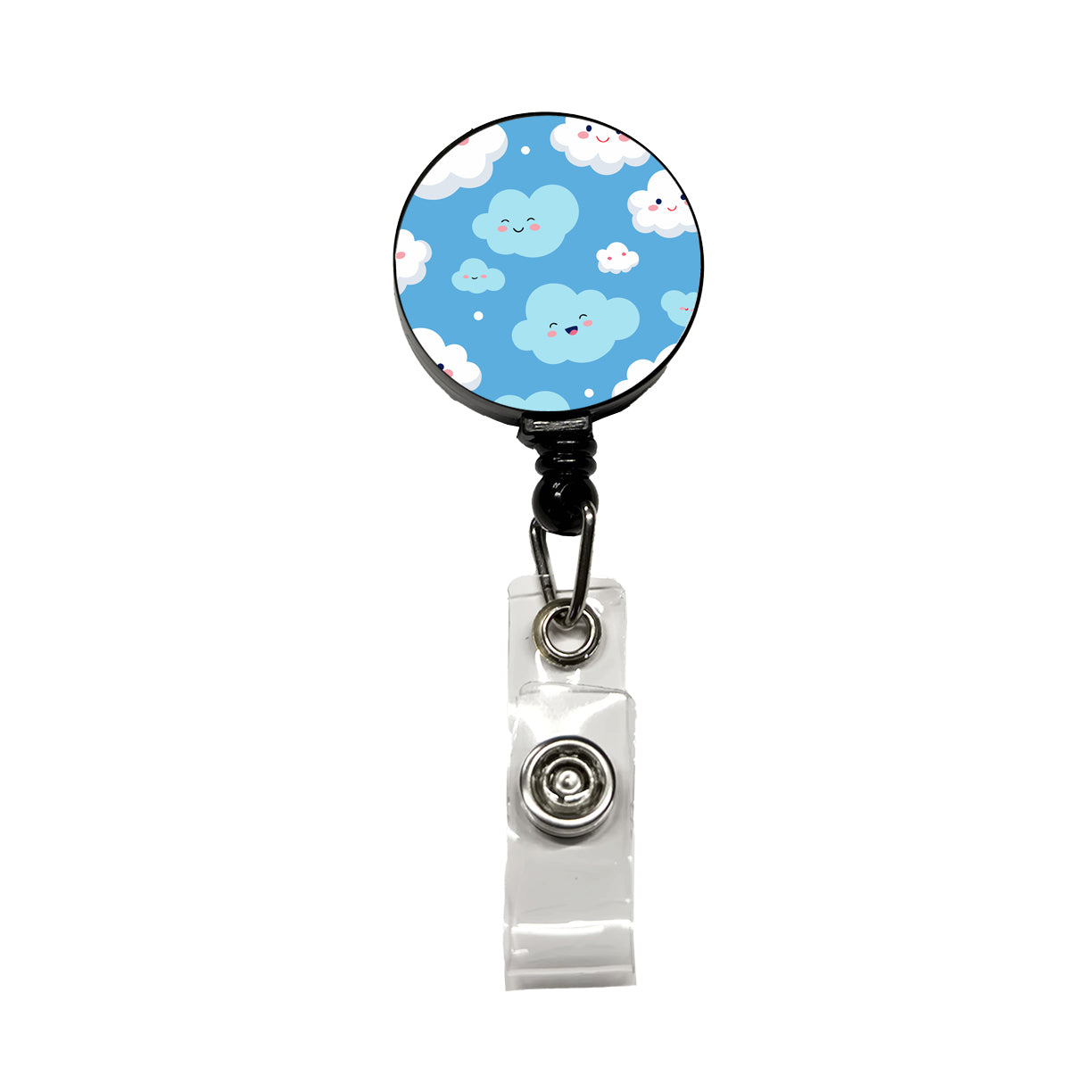 Clouds Happy Smiling Cute Pattern Retractable ID Key Card Name Tag Badge Holder with Clip