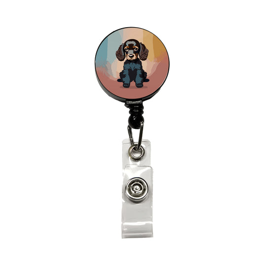 Cocker Spaniel Dark Sitting Retractable ID Key Card Name Tag Badge Holder with Clip