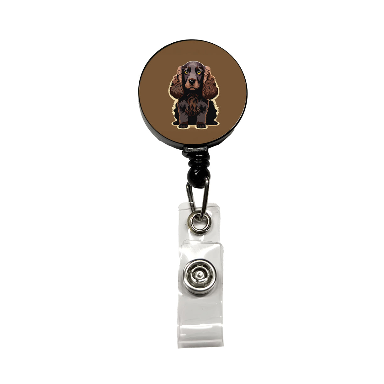 Cocker Spaniel Dark Standing Retractable ID Key Card Name Tag Badge Holder with Clip