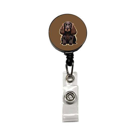 Cocker Spaniel Dark Standing Retractable ID Key Card Name Tag Badge Holder with Clip