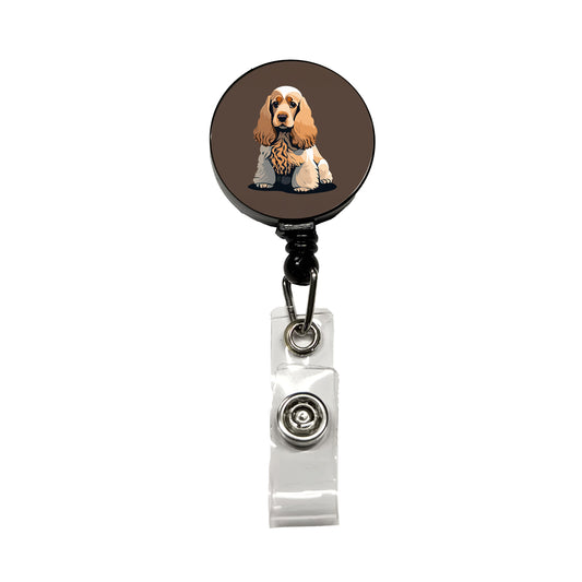 Cocker Spaniel Sitting Retractable ID Key Card Name Tag Badge Holder with Clip