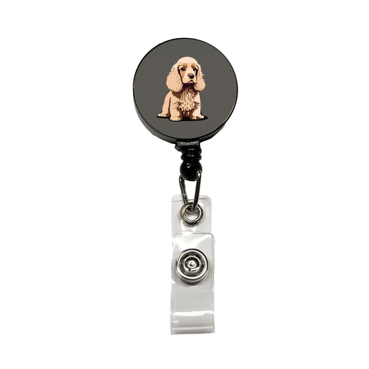 Cocker Spaniel Standing Retractable ID Key Card Name Tag Badge Holder with Clip