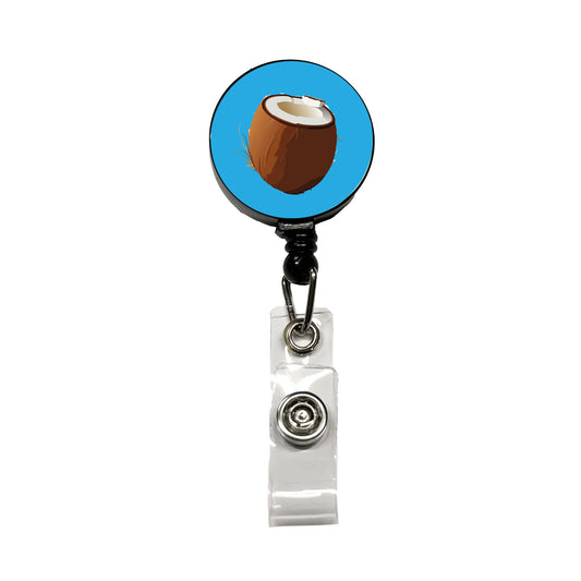 Coconut Tropical Fruit Retractable ID Key Card Name Tag Badge Holder with Clip