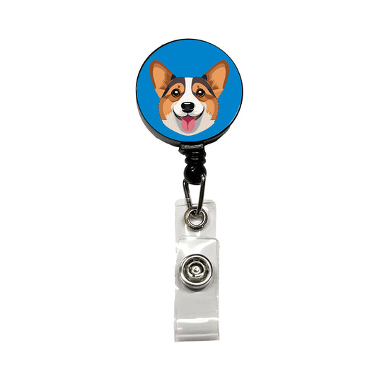 Corgi Dog Face Cute Retractable ID Key Card Name Tag Badge Holder with Clip