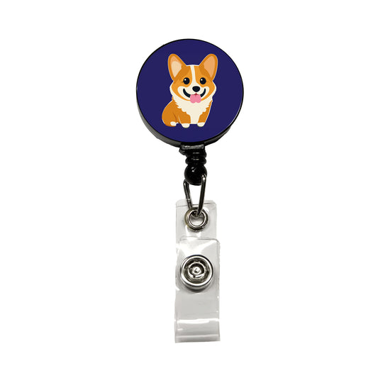 Corgi Dog Sweet Retractable ID Key Card Name Tag Badge Holder with Clip