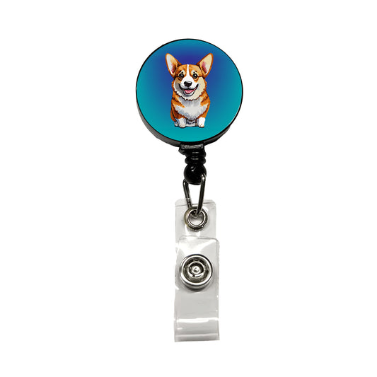 Corgi Dog Watercolor Happy Retractable ID Key Card Name Tag Badge Holder with Clip