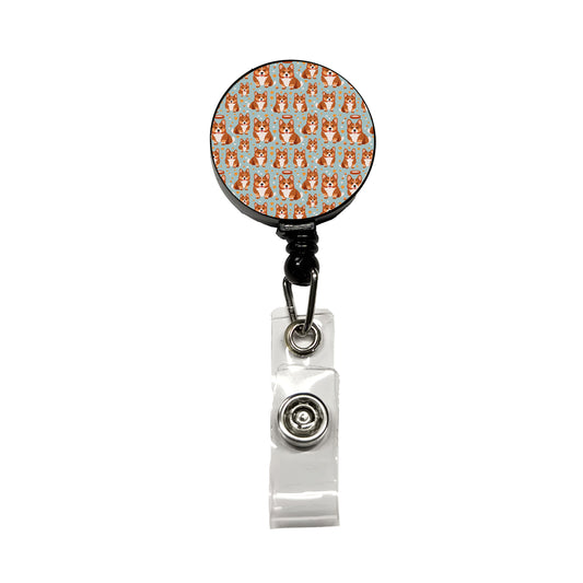 Corgis Dog Pattern Retractable ID Key Card Name Tag Badge Holder with Clip