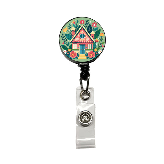 Cottage Core Cuteness Little House Retractable ID Key Card Name Tag Badge Holder with Clip