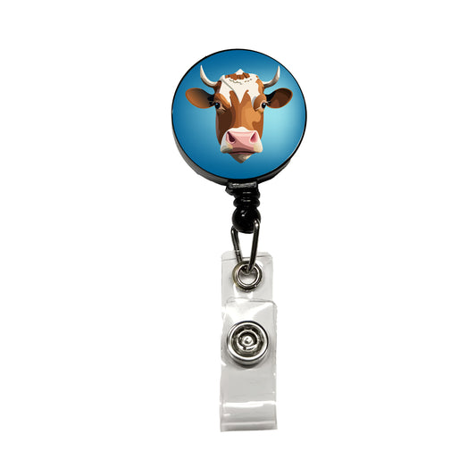 Cow Face Funny Retractable ID Key Card Name Tag Badge Holder with Clip