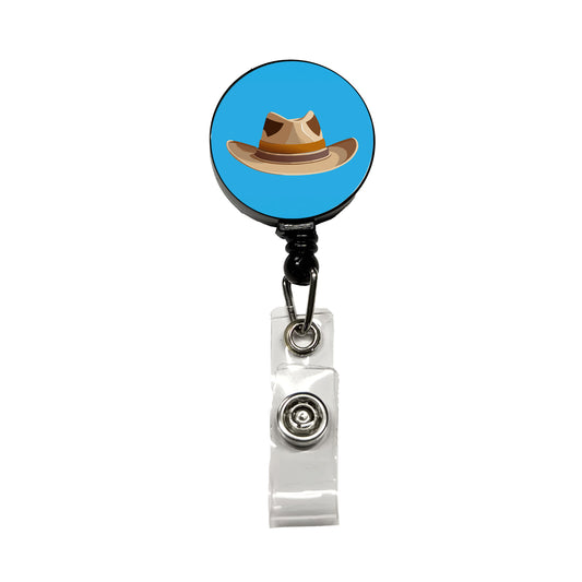 Cowgirl Hat Tan Western Country Retractable ID Key Card Name Tag Badge Holder with Clip