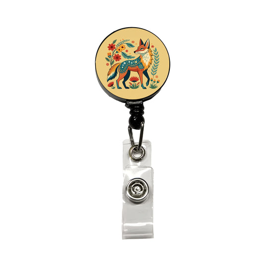 Coyote Floral Flowers Retractable ID Key Card Name Tag Badge Holder with Clip