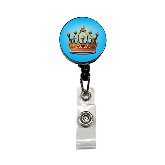 Crown King Queen Royalty Retractable ID Key Card Name Tag Badge Holder with Clip