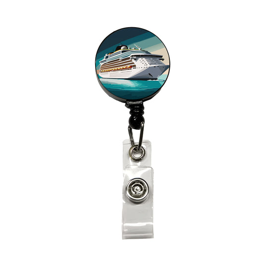 Cruise Ship Cruising Ocean Trip Vacation Bon Voyage Retractable ID Key Card Name Tag Badge Holder with Clip