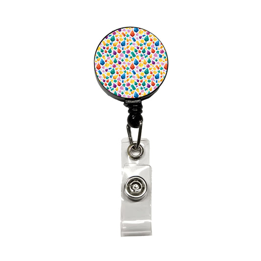 Crystals Gems Gemstones Colorful Pattern Retractable ID Key Card Name Tag Badge Holder with Clip