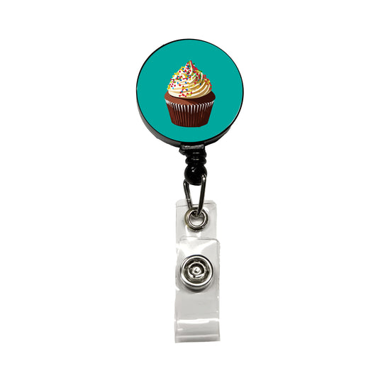 Cupcake with Sprinkles Birthday Celebration Retractable ID Key Card Name Tag Badge Holder with Clip