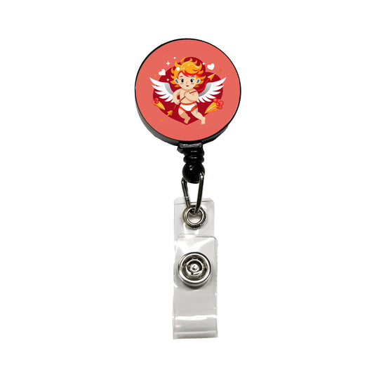 Cupid Cherub with Arrow Valentines Day Retractable ID Key Card Name Tag Badge Holder with Clip