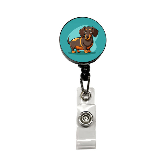 Dachshund Dog Profile Retractable ID Key Card Name Tag Badge Holder with Clip