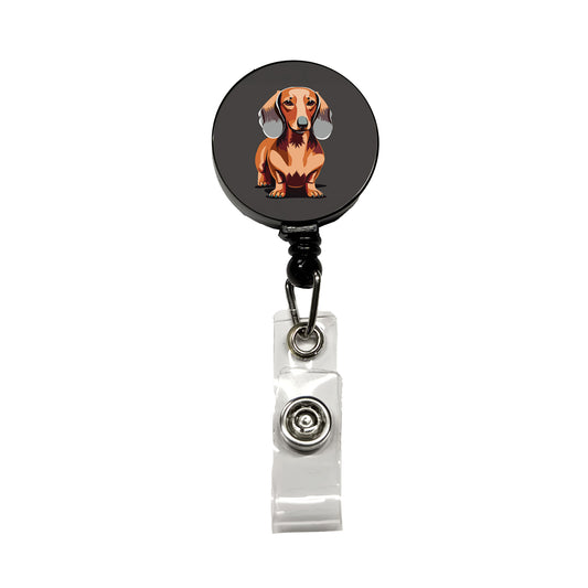 Dachshund Dog Standing Retractable ID Key Card Name Tag Badge Holder with Clip