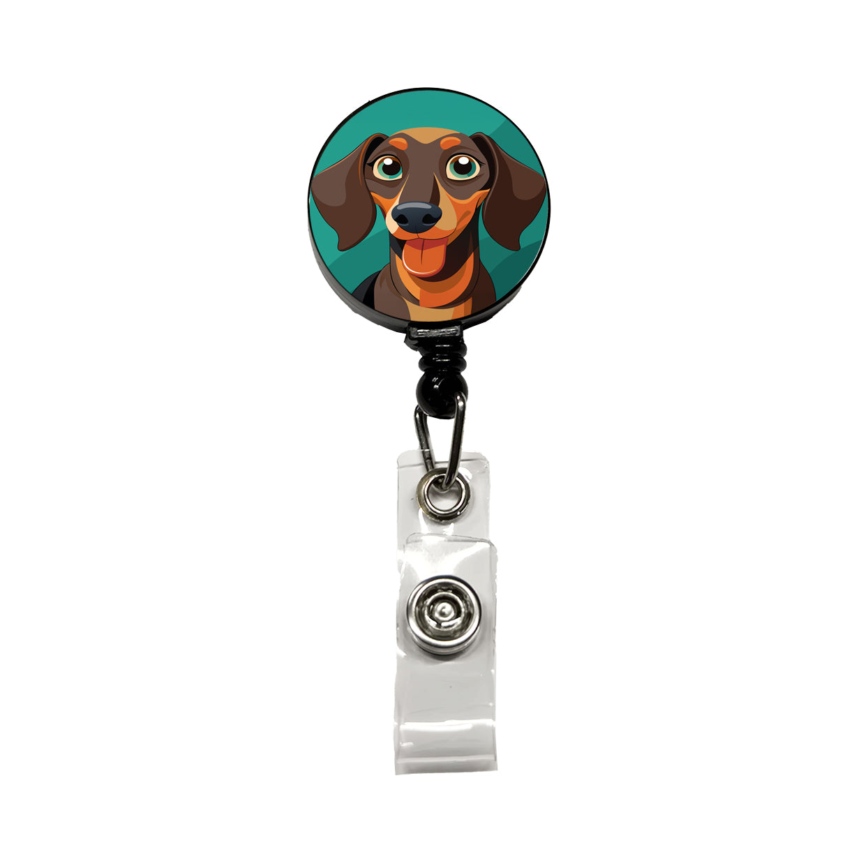 Dachshund Dog Sticking Out Tongue Funny Retractable ID Key Card Name Tag Badge Holder with Clip
